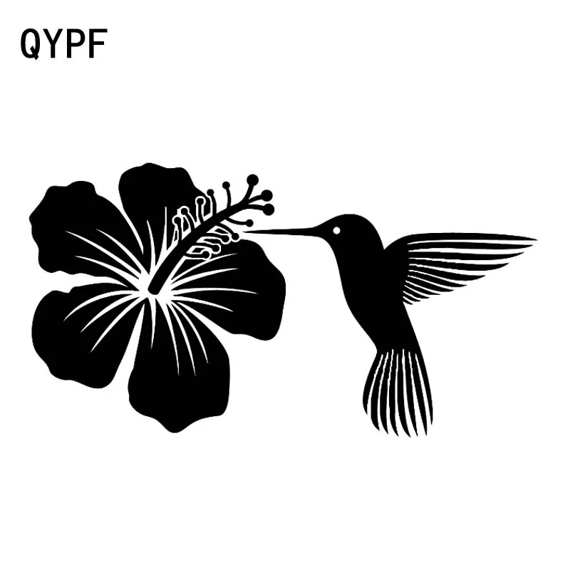 QYPF 17 7 см * 9 4 красивый колибри и цветы натуральные наклейки для автомобиля