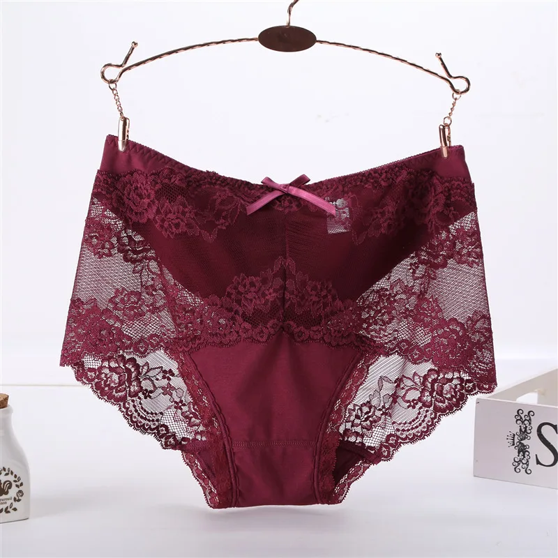 High Waist Large Size Panties Women Underwear Sexy Lace Transparent Big Plus Size Briefs Female Underpants Lingerie Xxxl XxxxL 0 (20)