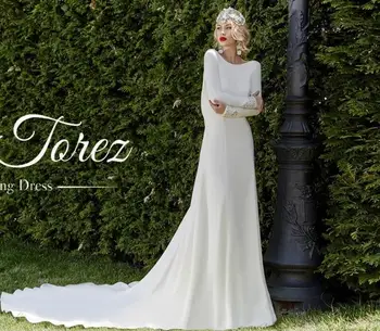 

Long Sleeves Vestido De Noiva 2019 Muslim Wedding Dresses Mermaid Satin Boho Cheap Wedding Gown Bridal Dresses Wedding Gown