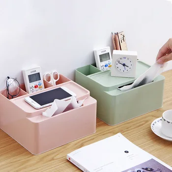 

Home Kitchen Plastic Tissue Box Solid Napkin Holder Case Multi-fuction Remote Control Phone Living Room Storage Simple Stylish
