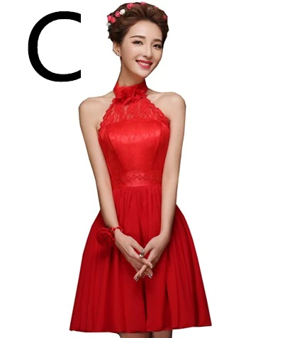 short red chiffon dress