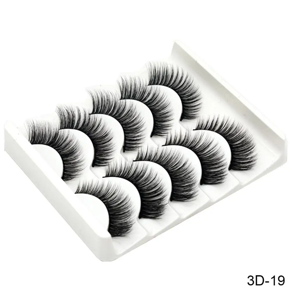 SEXYSHEEP, 5 пар, 3D, норковые накладные ресницы, натуральные/толстые, длинные ресницы для макияжа, инструменты для наращивания - Цвет: 3D-19