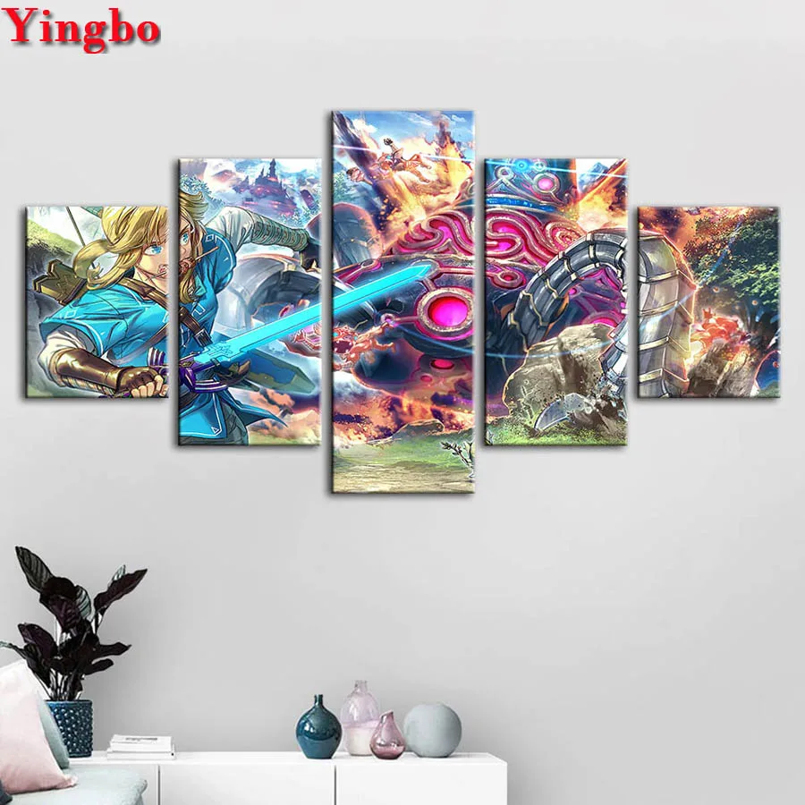 

3d diy diamond round 5 Panel Legend of Zelda diamond painting full square rhinestone embroidery Children's diamond mosaic sale