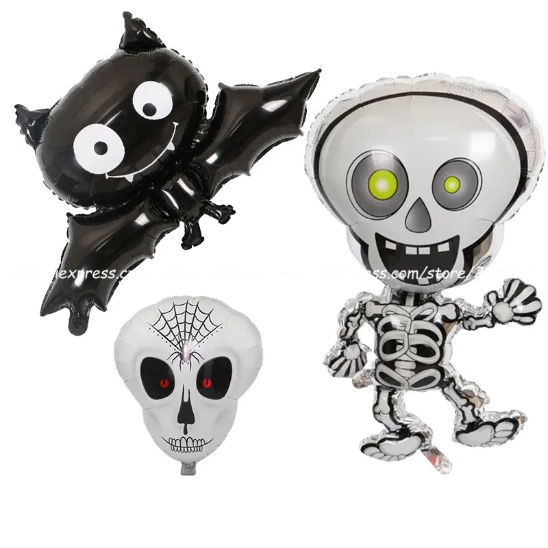 

1pcs/lot New 88*60cm black bat Halloween foil balloon and Skull head toys for children birthday party balloons Free shipping