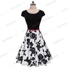 New Summer Fashion Women Tropical Swing A-line Dresses Elegant Short Sleeve Round Neck Fresh Floral Print Patchwork Dress A009