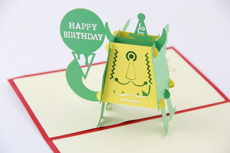 Забавные открытки на день рождения, 3D открытка-раскладушка, Детские открытки на день рождения монстра