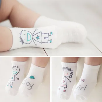 

1 Pair New 2 Style Newborn Cotton Boys Girls Cute Toddler Asymmetry Anti-slip Socks Spring Baby Socks