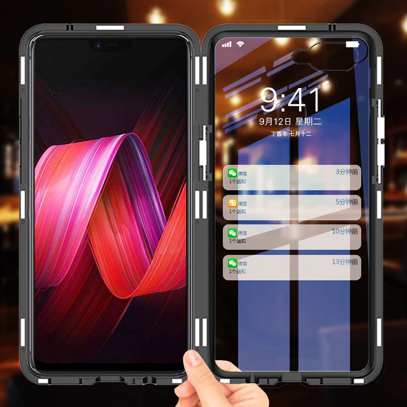 Металлическая Рамка Магнето Магнитная Адсорбция для Samsung galaxy Note 8 9 бампер полное