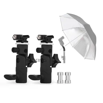 

2pcs Meking Flash Hotshoe Adapter Bracket E II Umbrella Mount Holder Swivel for Light Stand Speedlite 1/4"-3/8" screw