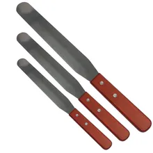 6/8/10 дюймов Нержавеющая сталь лезвия деревянной ручкой масляный торт крем масла сыра гладкая плоская шпатели