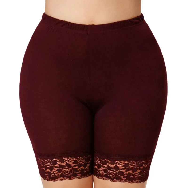 

Womens Fashion High Waist Pants Lace Stitching Bag Hip Bottom Solid Color Shorts Safety Large Size Short Pants Women Hot Pants