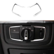 2pcs כרום צלחת ABS ראש אור מתג מסגרת כיסוי trim עבור BMW 3 סדרת F30 F31 13-17 GT F34 14-17 & 4 סדרת F32 F33 F36 14-17(China)