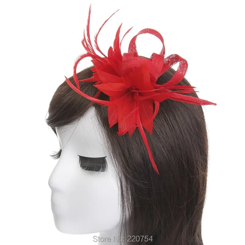 

Retail New ladies & girls pretty flower fascinator %100 handmade feather sinamay wedding decorations clip 10colors in stock