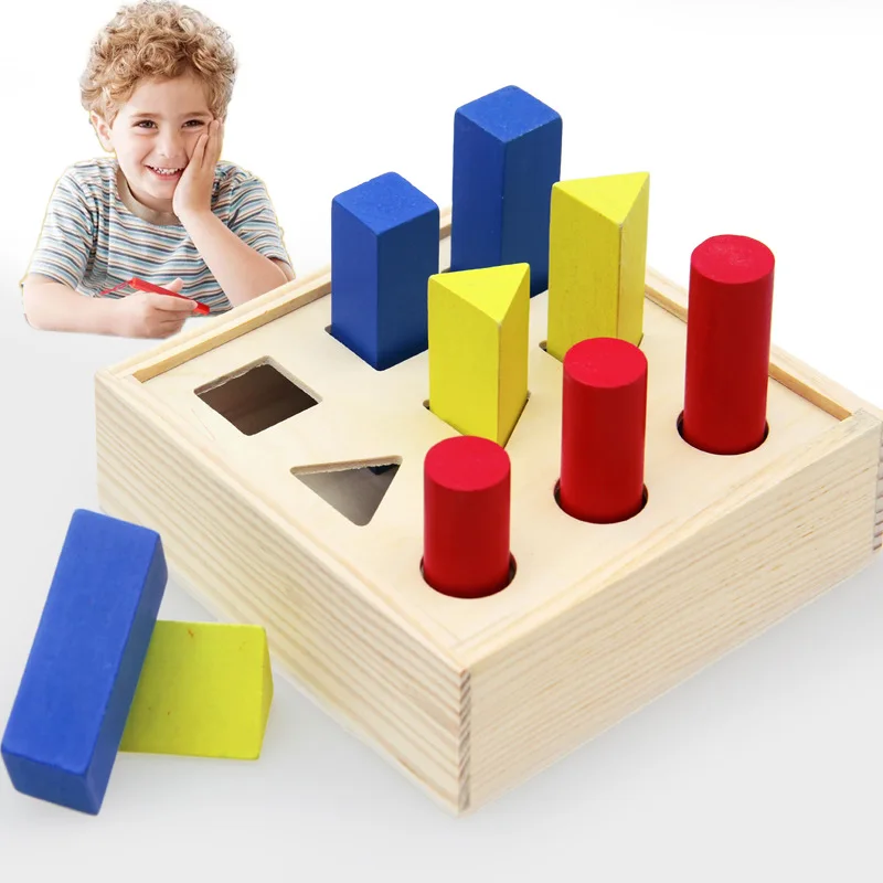 

Three-dimensional color circular wooden stepped building blocks puzzle toys for early childhood education