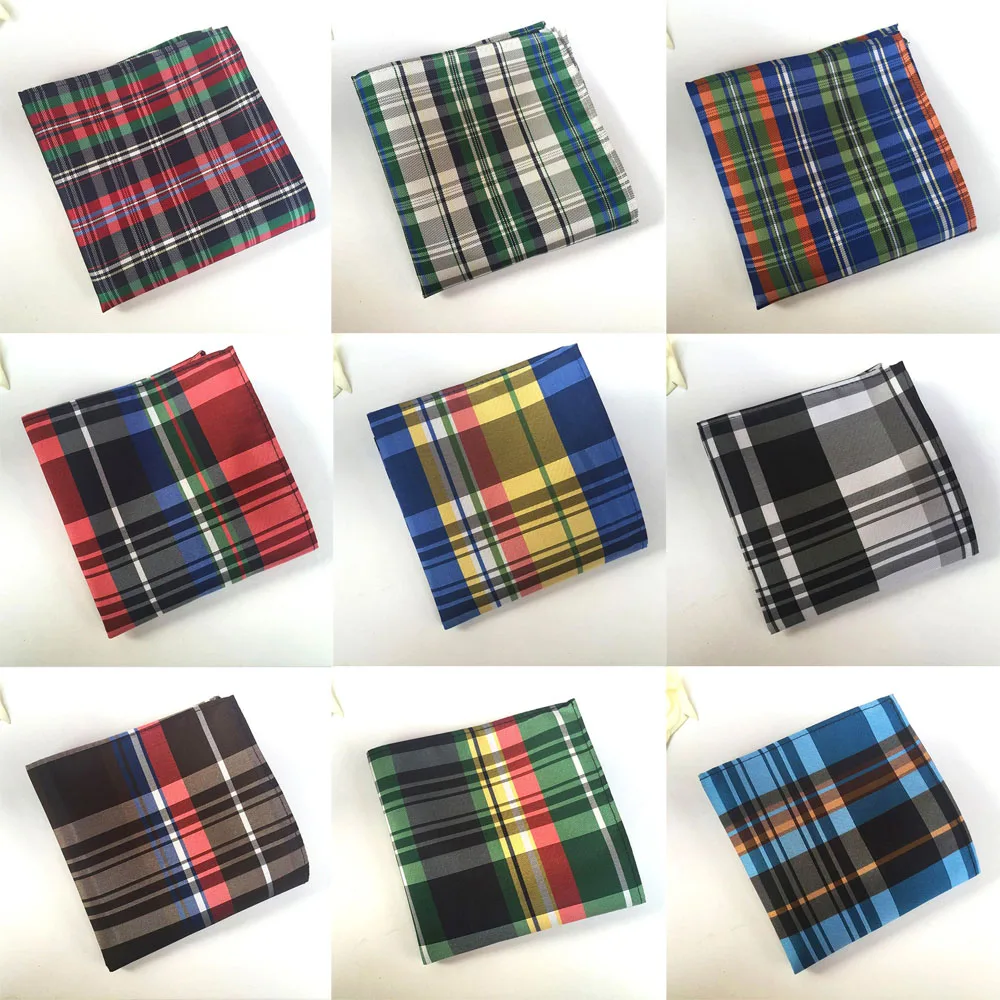 Men British font b Tartan b font Plaid Grids Polyester Hanky Pocket Square Colorful HZTIE0032