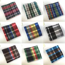 Men British Tartan Plaid Grids Polyester Hanky Pocket Square Colorful HZTIE0032