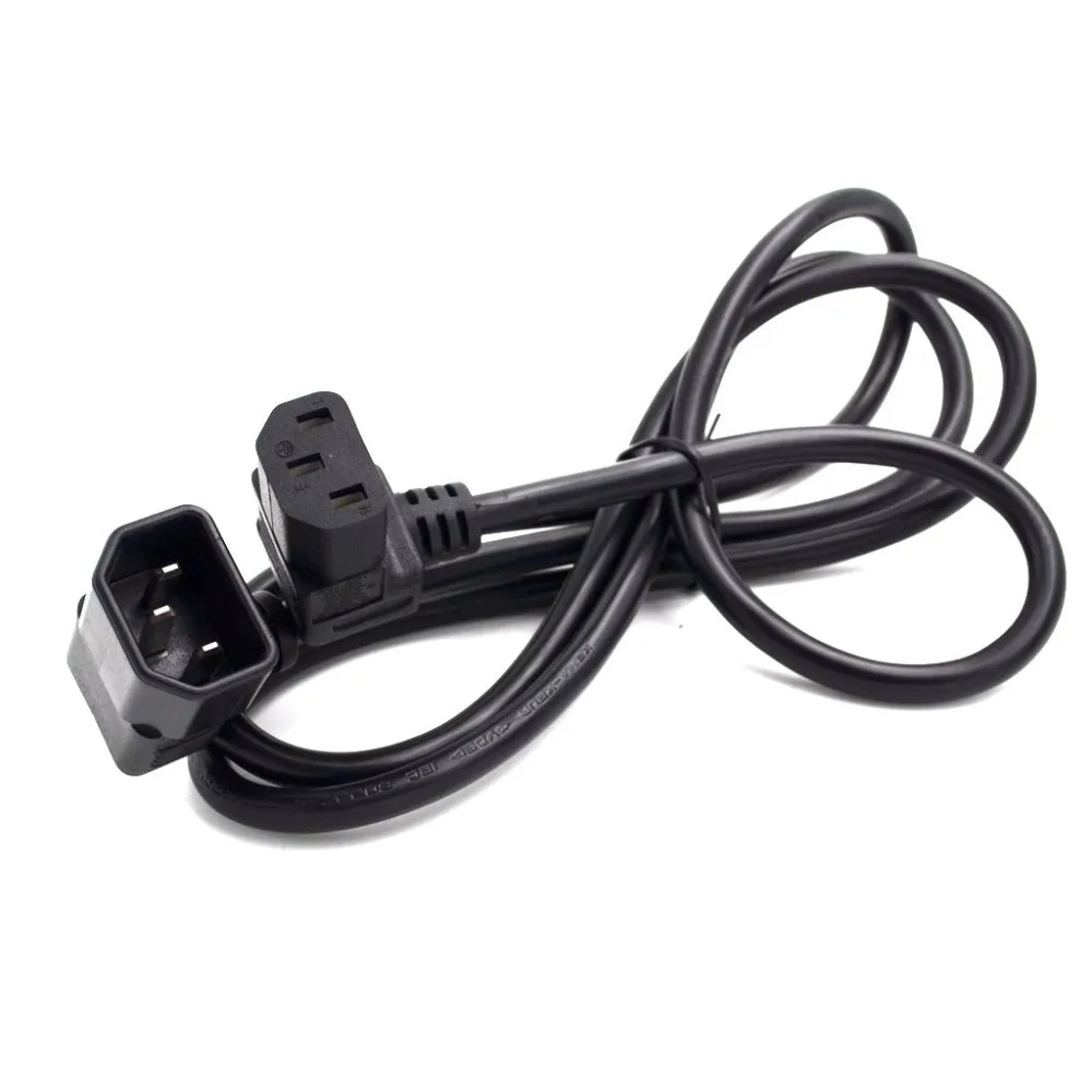 

IEC C14 Male to C13 Female Cord, C13 to C14 Dual Down Angle Right Angle Power Cable About 2FT 0.6m 1 PCS