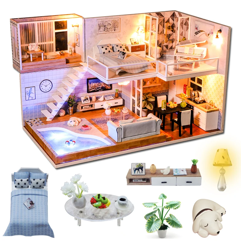 

Cutebee Doll House Furniture Miniature Dollhouse DIY Miniature House Room Box Theatre Toys for Children Casa De Boneca J16