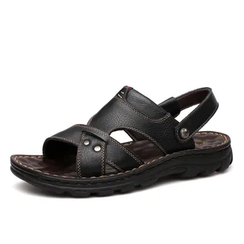 

Men'S Summer Sandals Hot Sale Brand Leather Casual Sandals Slip-On Flats Fashion Two-Wear Men Footwears BIG Size 38-44 Multicolo