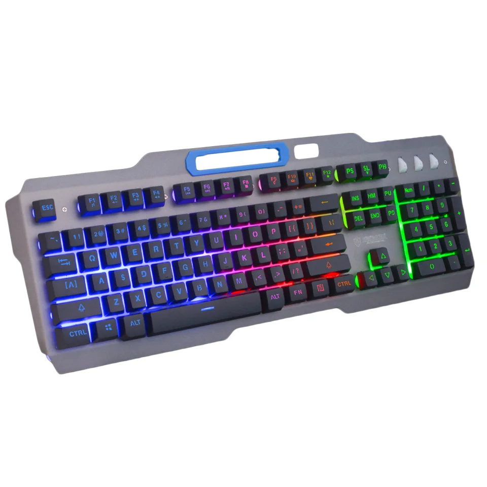 

GK300 Computer Ergonomic Gaming Keyboard USB Wired 19 Keys Non-Conflict Multimedia Keyboard Metal Frame Rainbow LED Backlight