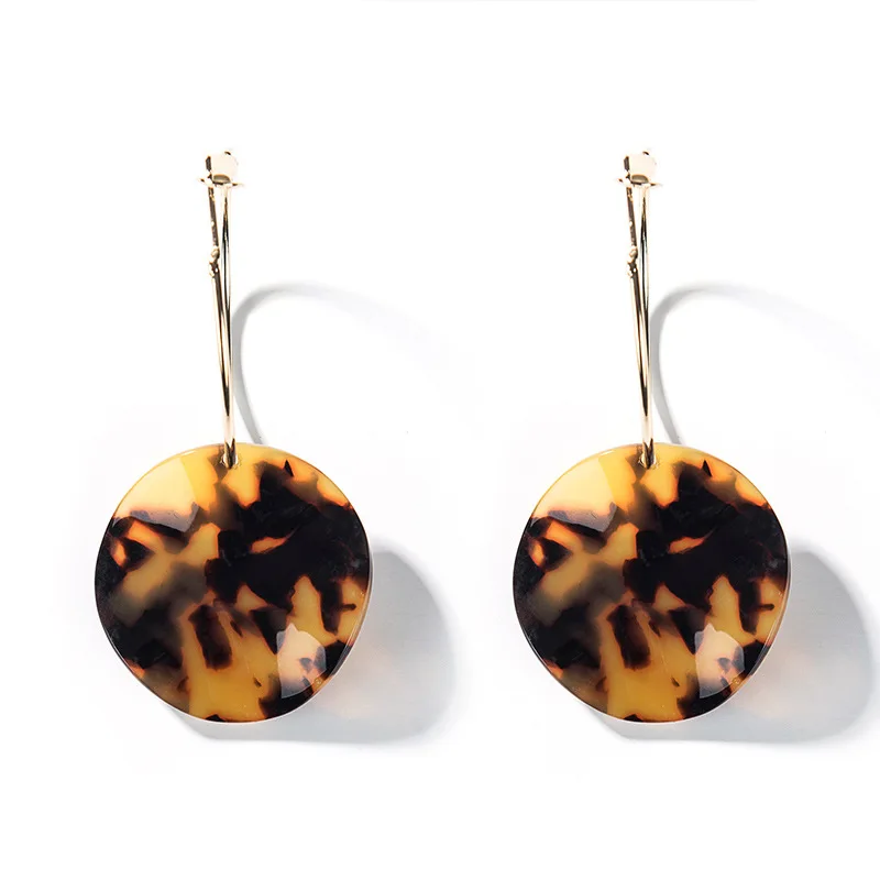 

Fashion Tortoiseshell Acrylic Earrings Long Twilight Acetate Plate Earrings Geometric Round Resin Earrings For Woman Bohemian