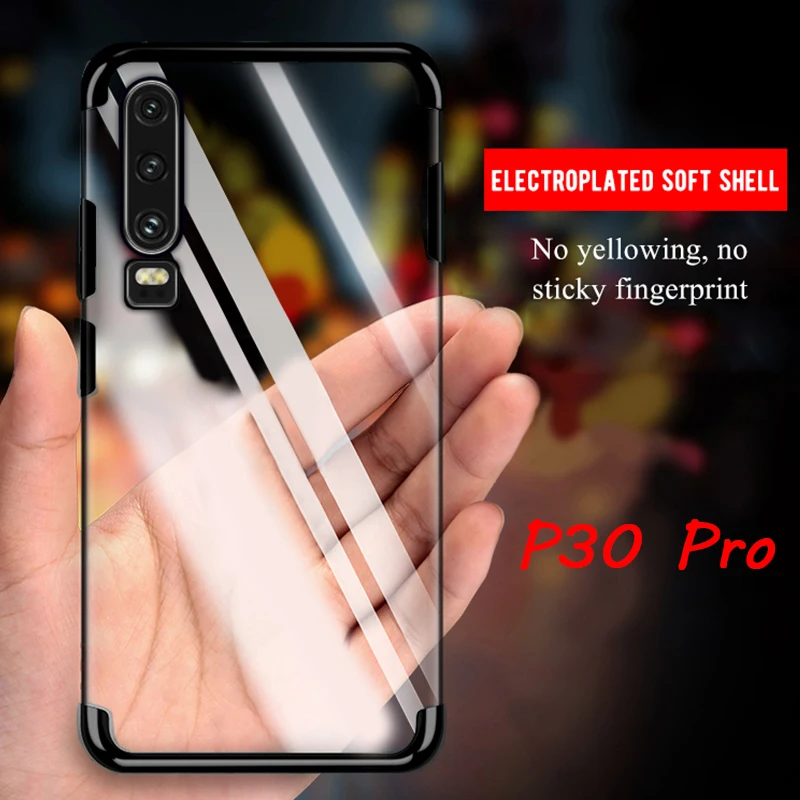 

Luxury Transparent Plating Soft TPU Phone Case For Huawei P30 Pro Ultra Thin Soft Clear Back Protective Cover For P30 Lite