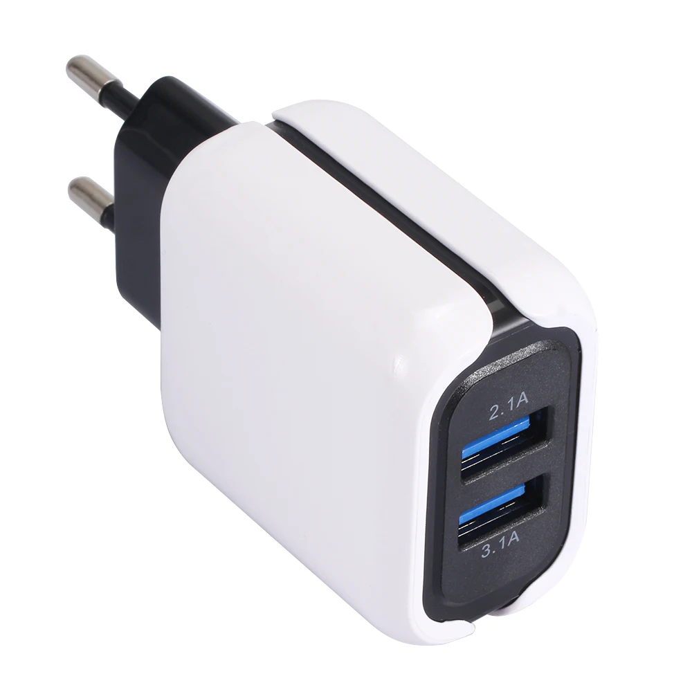 

USB wall charger plug fast charging 5V 3.1A 2.1A 15W dual USB port charger for iPhone Samsung Huawei