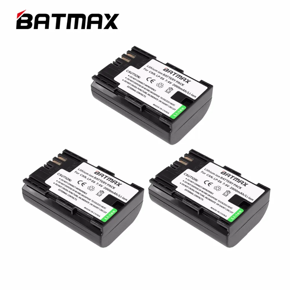 3 Confezioni 7.4V 2000Mah Lp-E6 Lpe6 Lp E6 Batterie Per Fotocamere Digitali Akku Per Canon 5D Mark Ii Iii 7D 60D Eos 6D, Per Accessori Canon