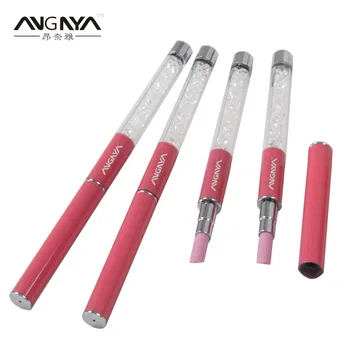 

ANGNYA 1Pc Cuticle Stick Pen Quartz Scrubs Stone Spoon Nail Pusher Alloy Diamond Handle Nail Art Beauty Tools Color Red