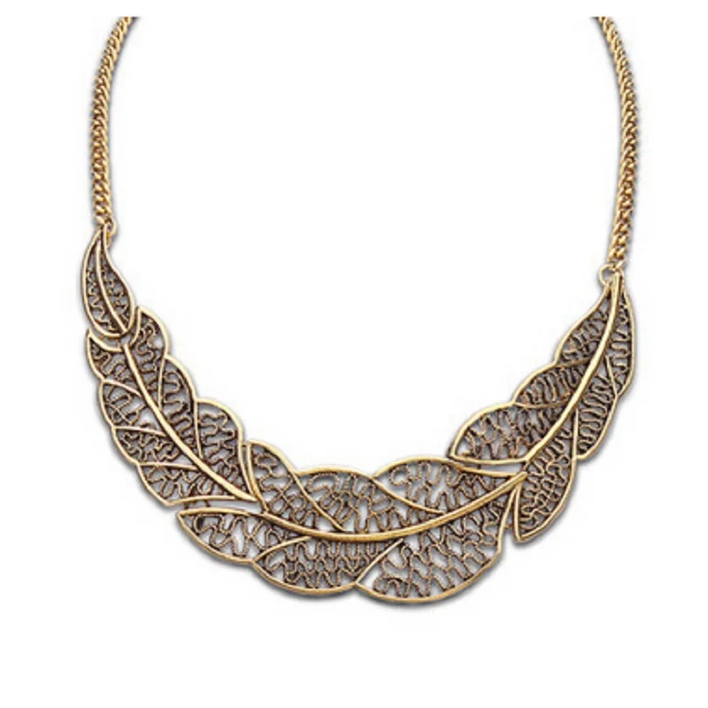 Contracted hollow out the leaves necklace Metal sweater chain female