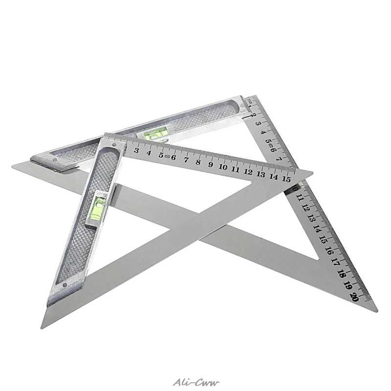 

150mm Triangle Ruler 90 Degree Alloy with Horizontal Bead Woodworking Measuring Tool