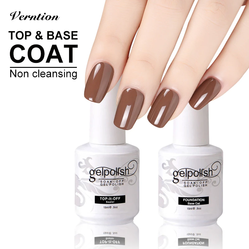 Verntion 2017 Brand New Nail Gel Top Coat Base Coat Foundation For Uv Gel Polish Best Selling 15ml Gel Varnish Nail Gel Top Coat Gel Top Coatbase Coat Aliexpress