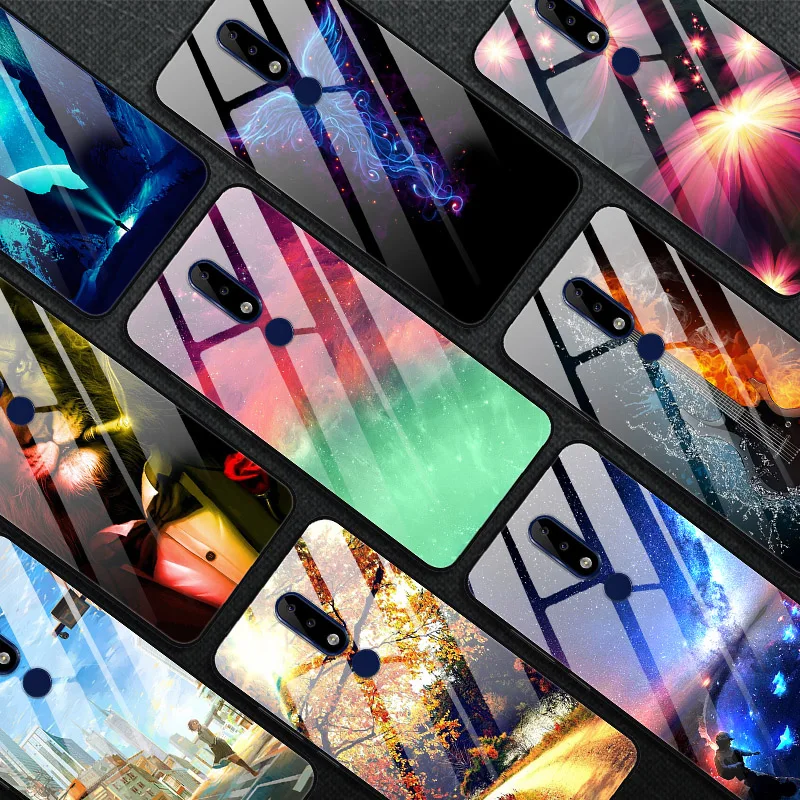Чехол для Nokia 5,1 Plus, стеклянная жесткая задняя крышка для Nokia x5 x 5, закаленное мягкое бампер для Nokia 5,1 Plus 5,1 Plus X5, чехлы