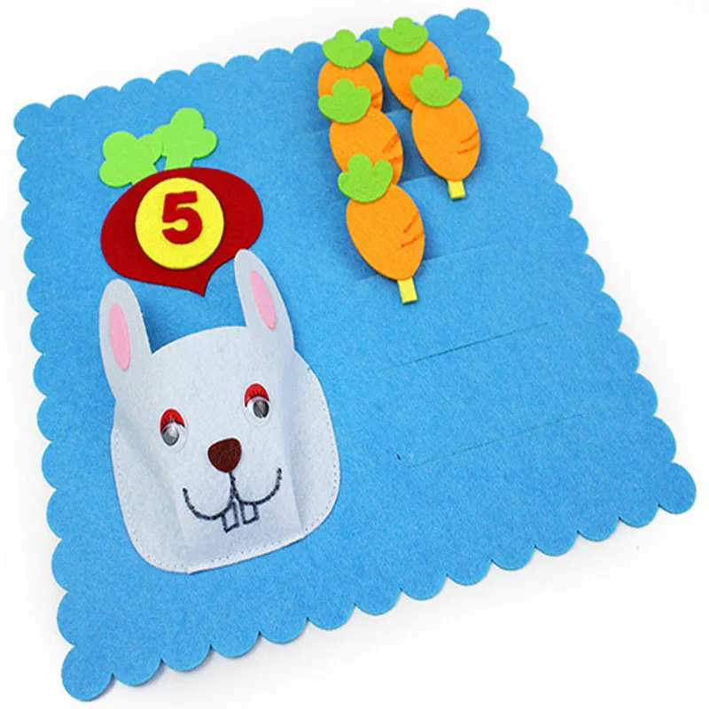  Pretty Flower Cat & Rabbit Clip Number Early Leanring Felt Fabric Children handmade Nonwoven Decora - 32844549261