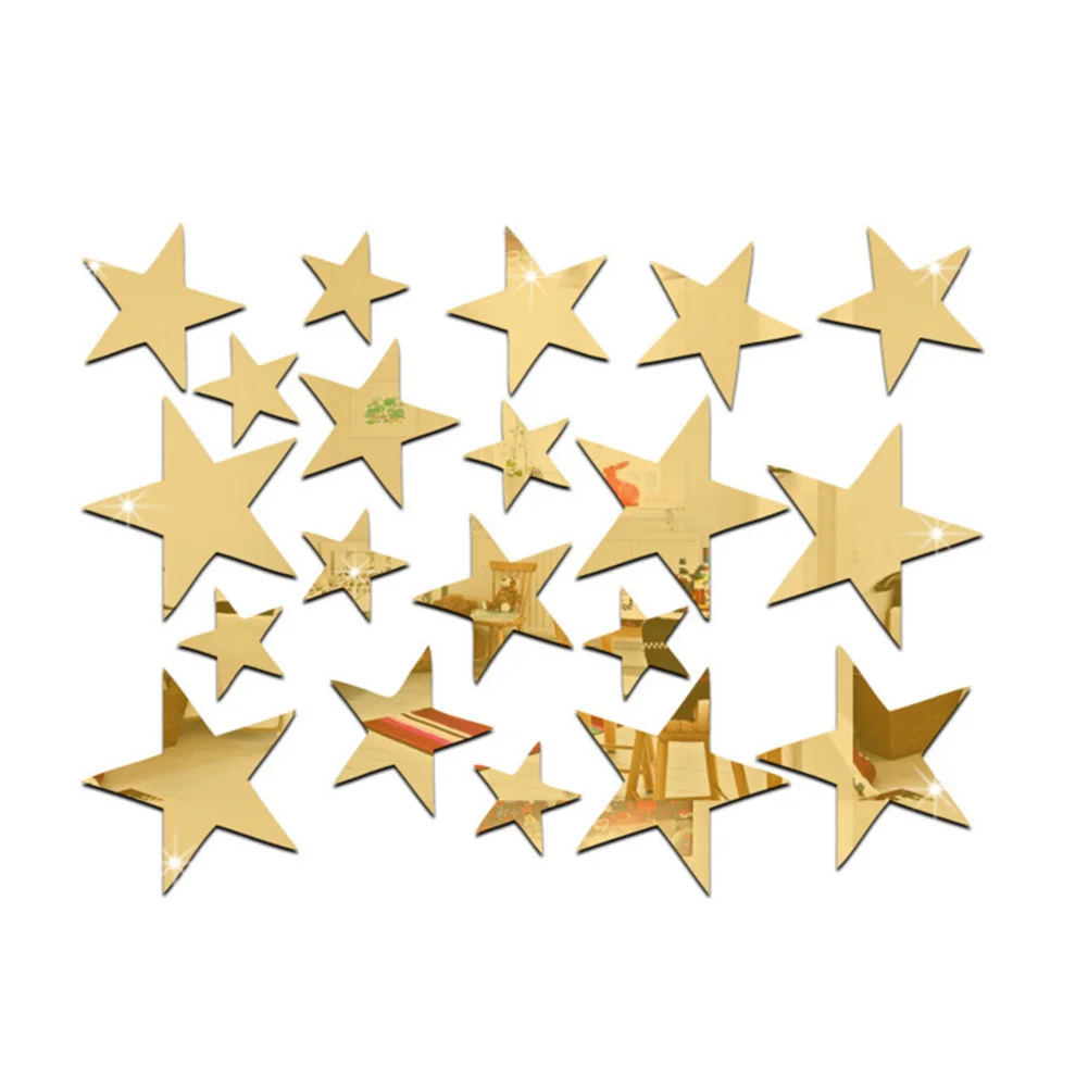 

Wall Sticker 3D Mirror Star Shape Pentagram Background Decoration for Home Living Room TB Sale