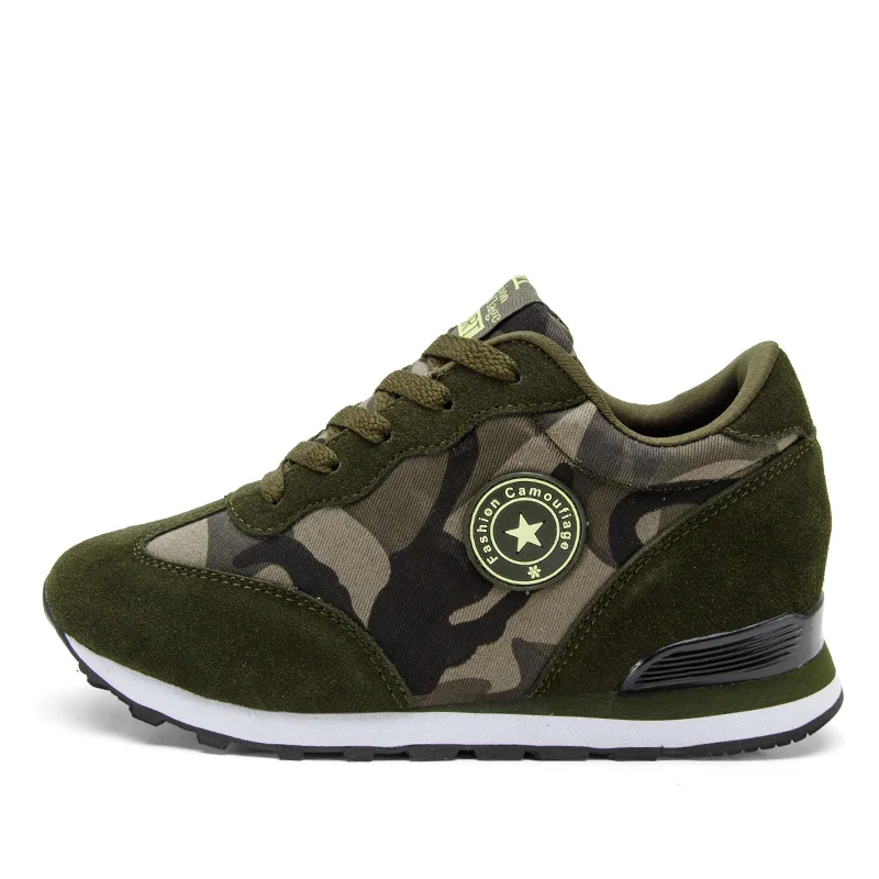 Height Increasing shoes for women sports high top shoes army green