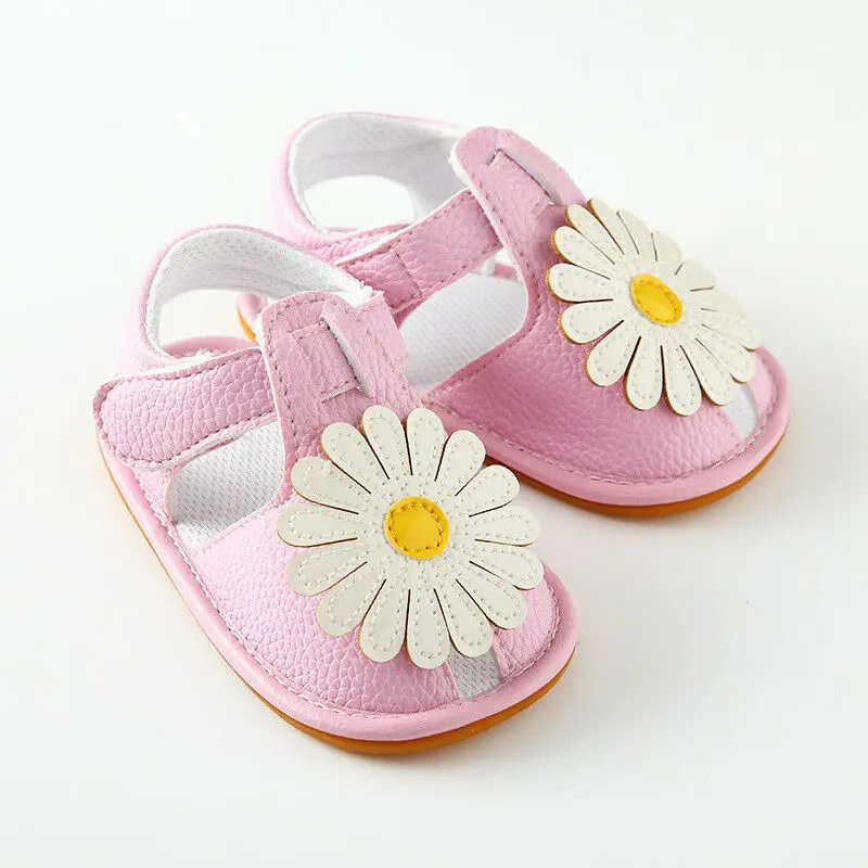 Детские летние сандалии принцессы с цветочным рисунком для новорожденных и маленьких девочек 0-18 месяцев, кроссовки для малышей, мягкая обувь для малышей, прогулочная обувь, Прямая поставка - Цвет: Розовый