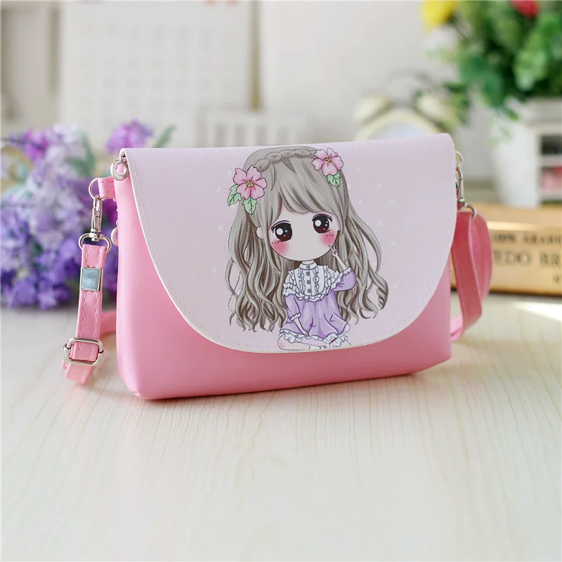 Женские кожаные кошельки розовые милые Мультяшные сумки через плечо для девочек