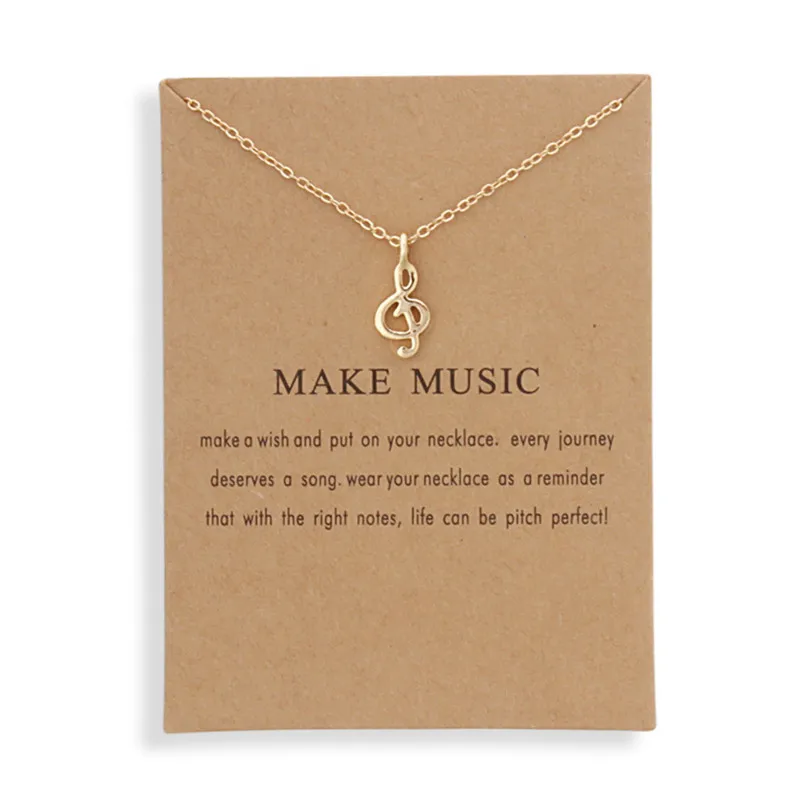 

Make Music Note Card Love Pendants Chocker Necklaces for Women Men Unisex Jewelry Wedding Bride Gifts