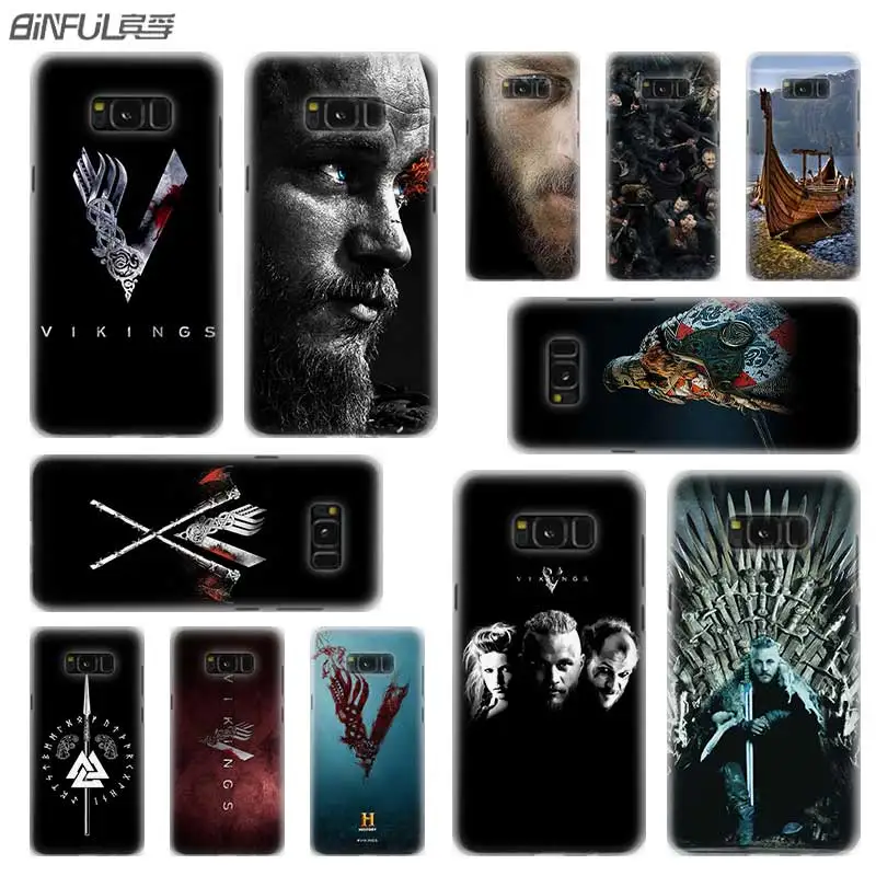 

BINFUL case cover hard Transparent for Samsung S9 S8 S7 S6 S5 S4 S10 Edge Plus for Galaxy Note 10 Pro 9 8 the vikings set 4