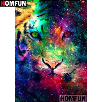 

HOMFUN Full Square/Round Drill 5D DIY Diamond Painting "Color tiger" 3D Embroidery Cross Stitch 5D Home Decor Gift A17401