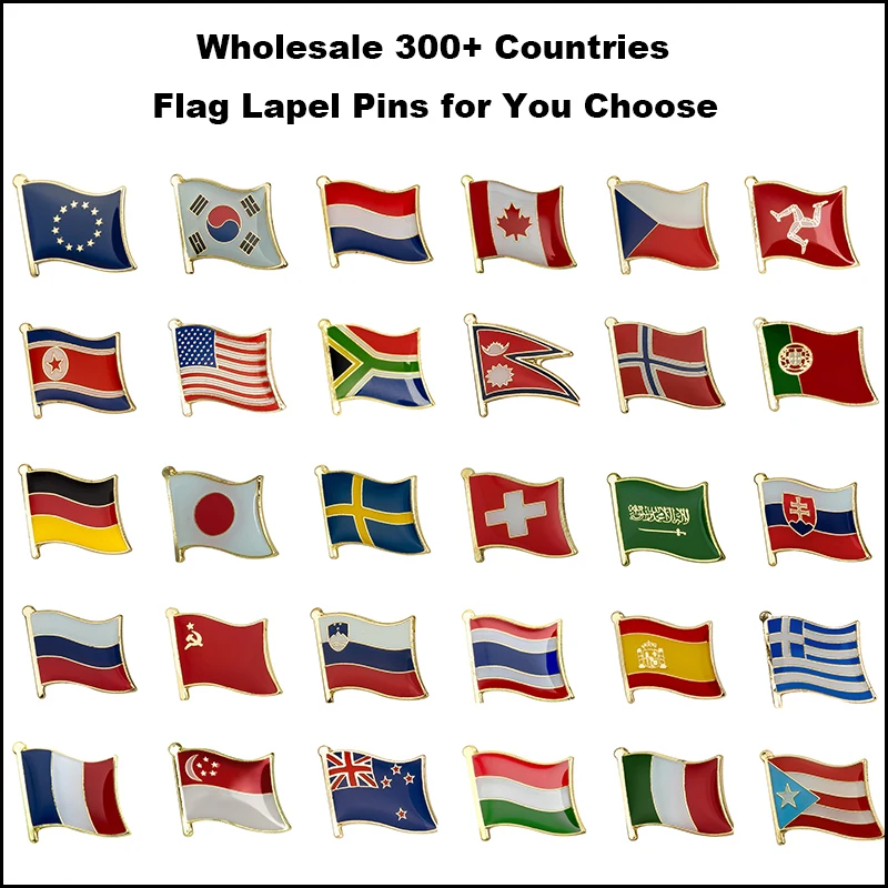 

Wholesale 300+ Countries Flag Laple Pin Badge Pin For You Choose 5 pcs a lot