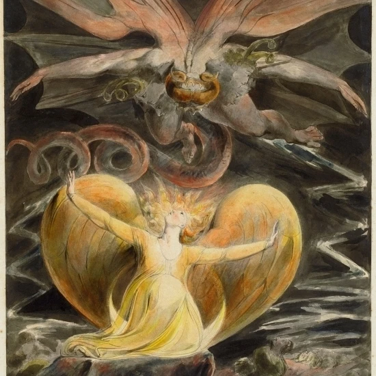 Great Red Dragon And The Woman Clothed With The Sun Poster Print by William Blake (24 x 36)