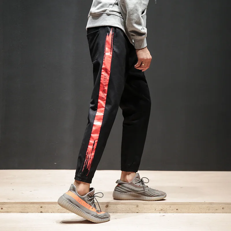 

Outdoor 2019 Spring Autumn harem striped loose elastic waist track teenagers sport joggers gym training ankle length pants