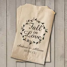 На заказ осень в любовь свадьба попкорн конфеты буфет угощение подарок бар сумки день рождения Свадебный душ хлебобулочные печенья сувениры мешочки