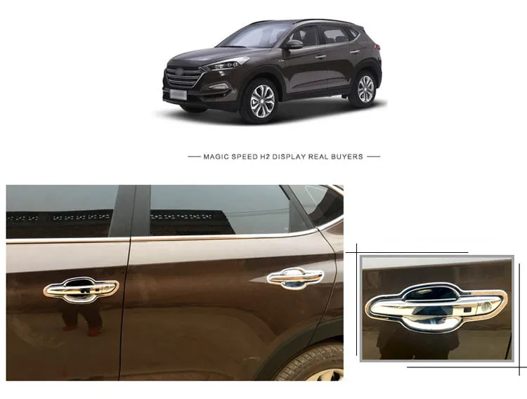 SmRKE для hyundai Tucson 15-, автомобильные хромированные дверные крышки, наклейки, украшение интерьера, блестки, брендовые авто аксессуары, Стайлинг