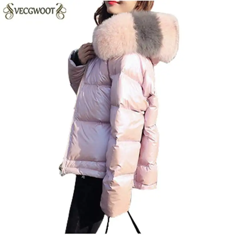 Women Real Fur Coats Down Jackets with Fox Trim Lady's Fashion Long Sleeve Zipped Outerwear Fall Winter Warm Overcoat UX68 | Женская