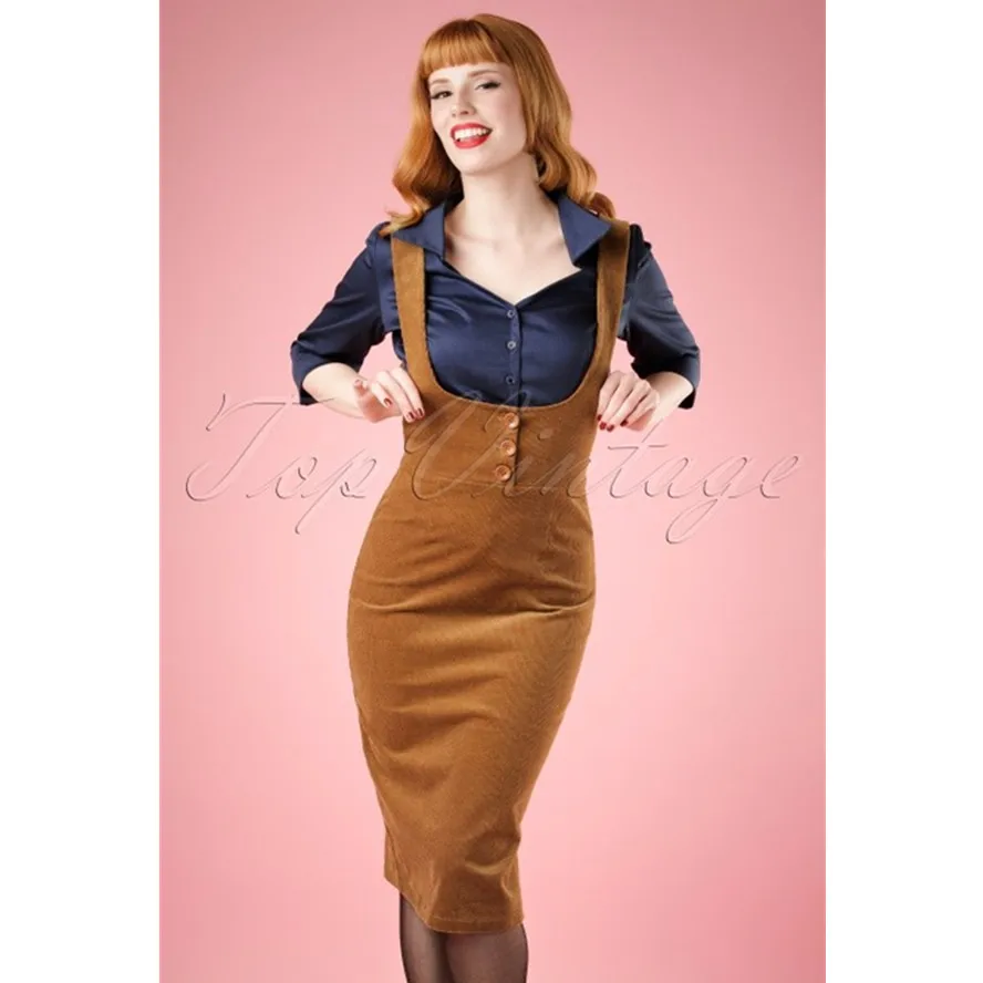 

10- vintage 70s corduroy button up wiggle pencil suspender skirt in brown plus size brace pinup falda de pana jumper overalls