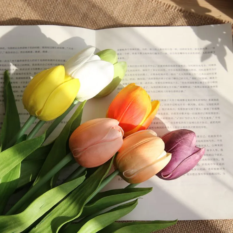 

PU branch tulip artificial flower wedding handmade decorative fake flowers home decoration
