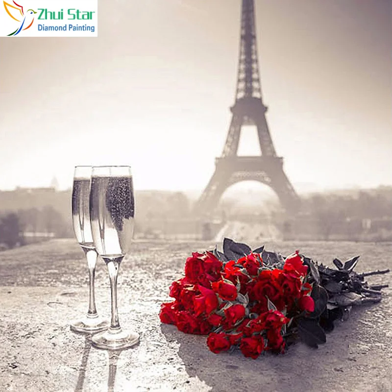 

Zhui Star 5D DIY Full Square drill Diamond Painting Cross Stitch Tower rose Pattern Rhinestone Embroidery Mosaic Home decor gift